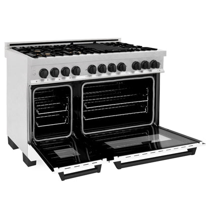 ZLINE 48" Autograph, Range, Dual Fuel, White door, RASZ-WM-48-MB