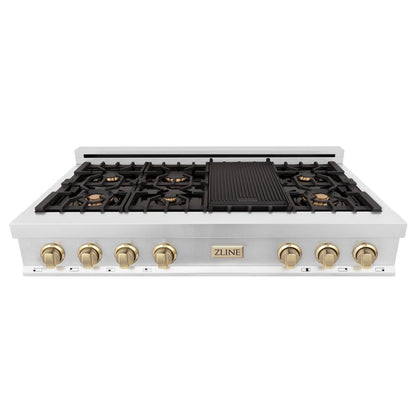 ZLINE 48" Autograph Rangetop, Stainless, Bronze Accents, RTZ-48-CB