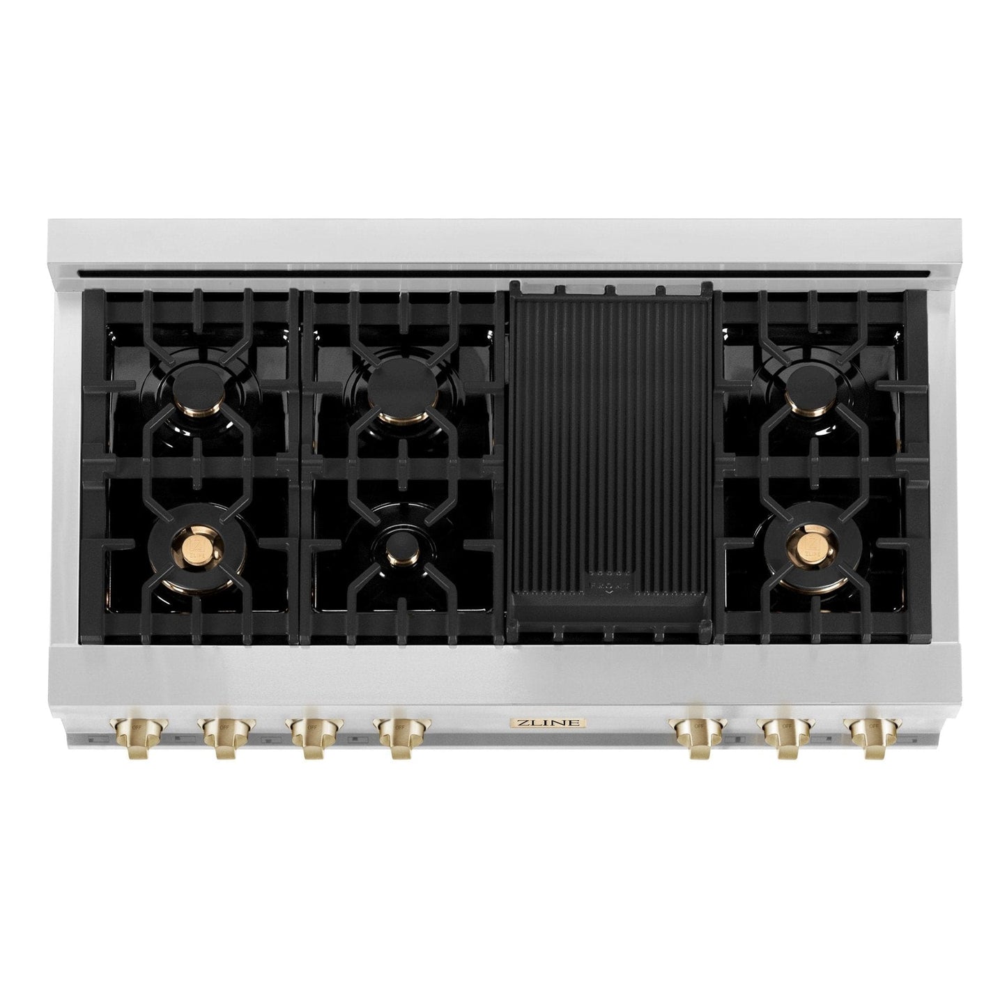 ZLINE 48" Autograph Rangetop, Stainless, Bronze Accents, RTZ-48-CB