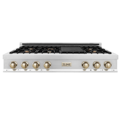 ZLINE 48" Autograph Rangetop, Stainless, Bronze Accents, RTZ-48-CB