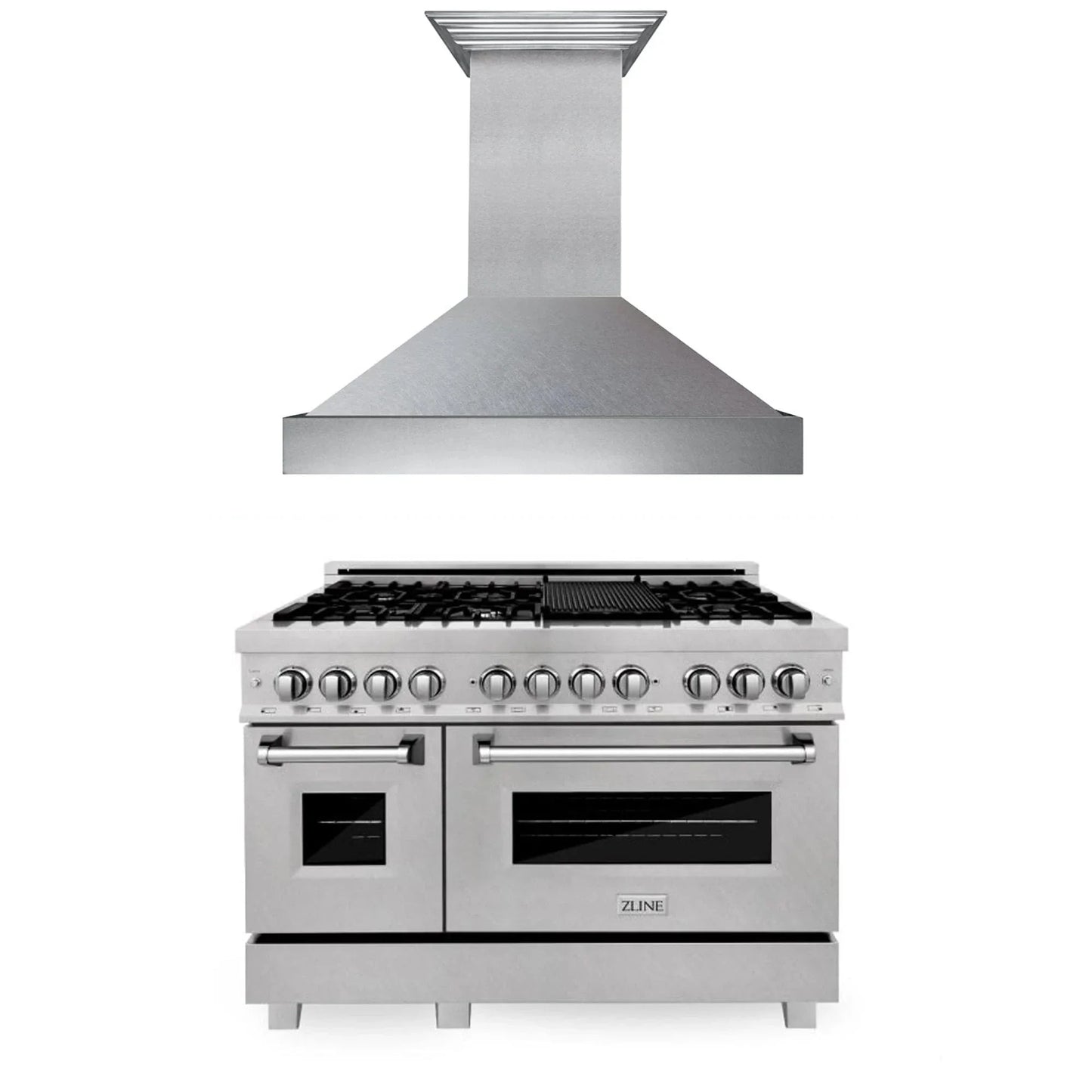 ZLINE 48" Bundle Range RAS-SN-48 & Range Hood 8654SN-48, 2KP-RASSNRH48