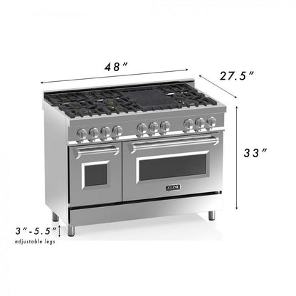 ZLINE 48" Professional Dual Fuel Range with Black Matte Door, RA-BLM-48