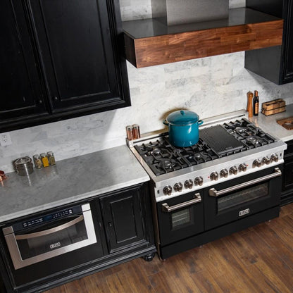 ZLINE 48" Professional Dual Fuel Range with Black Matte Door, RA-BLM-48