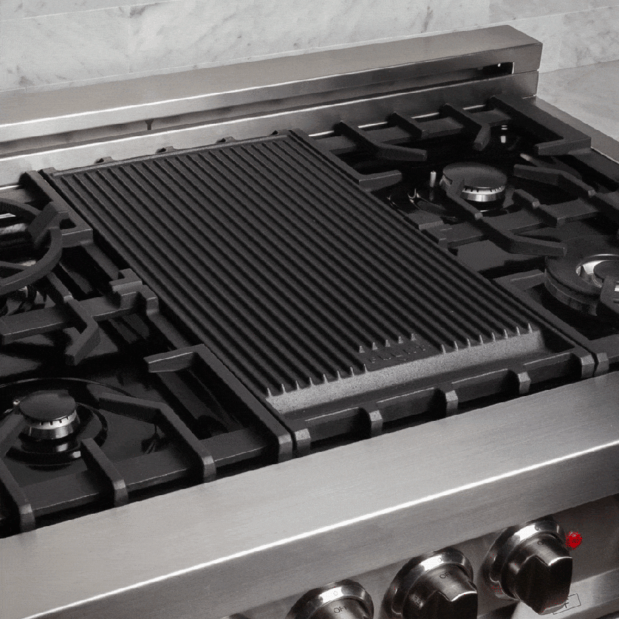 ZLINE 48" Stainless Steel 6.0 cu.ft. 7 Gas Burner/Electric Oven Range with Griddle RA48