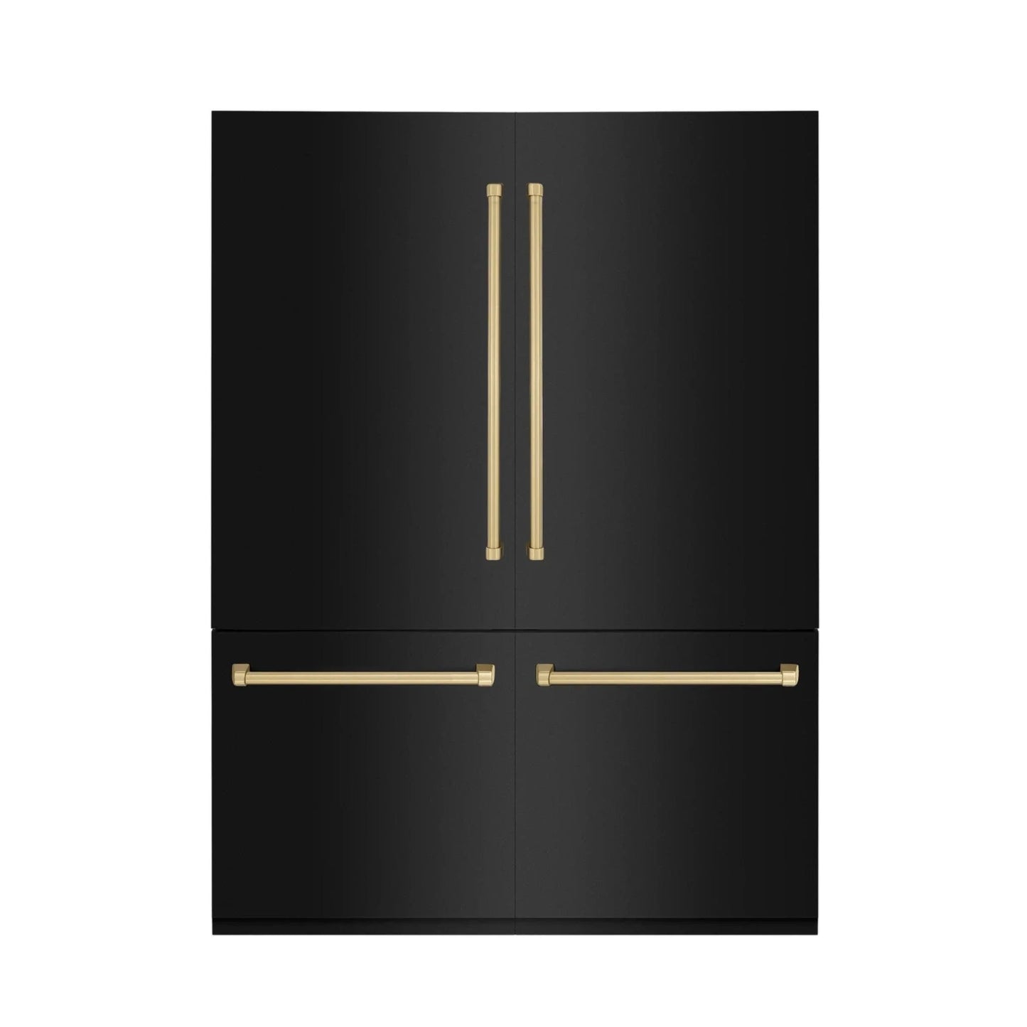 ZLINE 60" Autograph 32.2 cu. ft. 4-Door French Door Fridge Water/Ice Dispenser Black Stainless Steel Champagne Bronze Accents RBIVZ-BS-60-CB