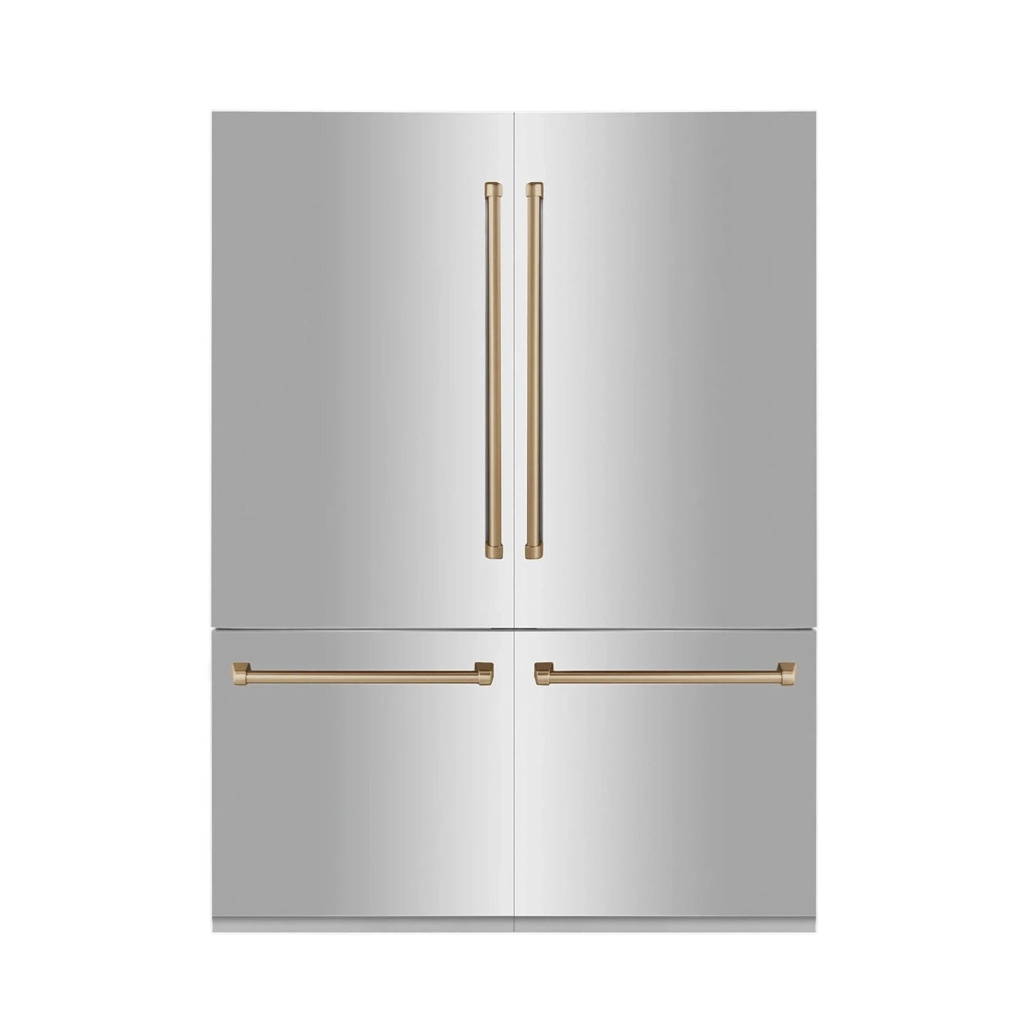 ZLINE 60" Autograph 32.2 cu. ft. 4-Door French Door Fridge Water/Ice Dispenser Stainless Steel Champagne Bronze Accents RBIVZ-304-60-CB
