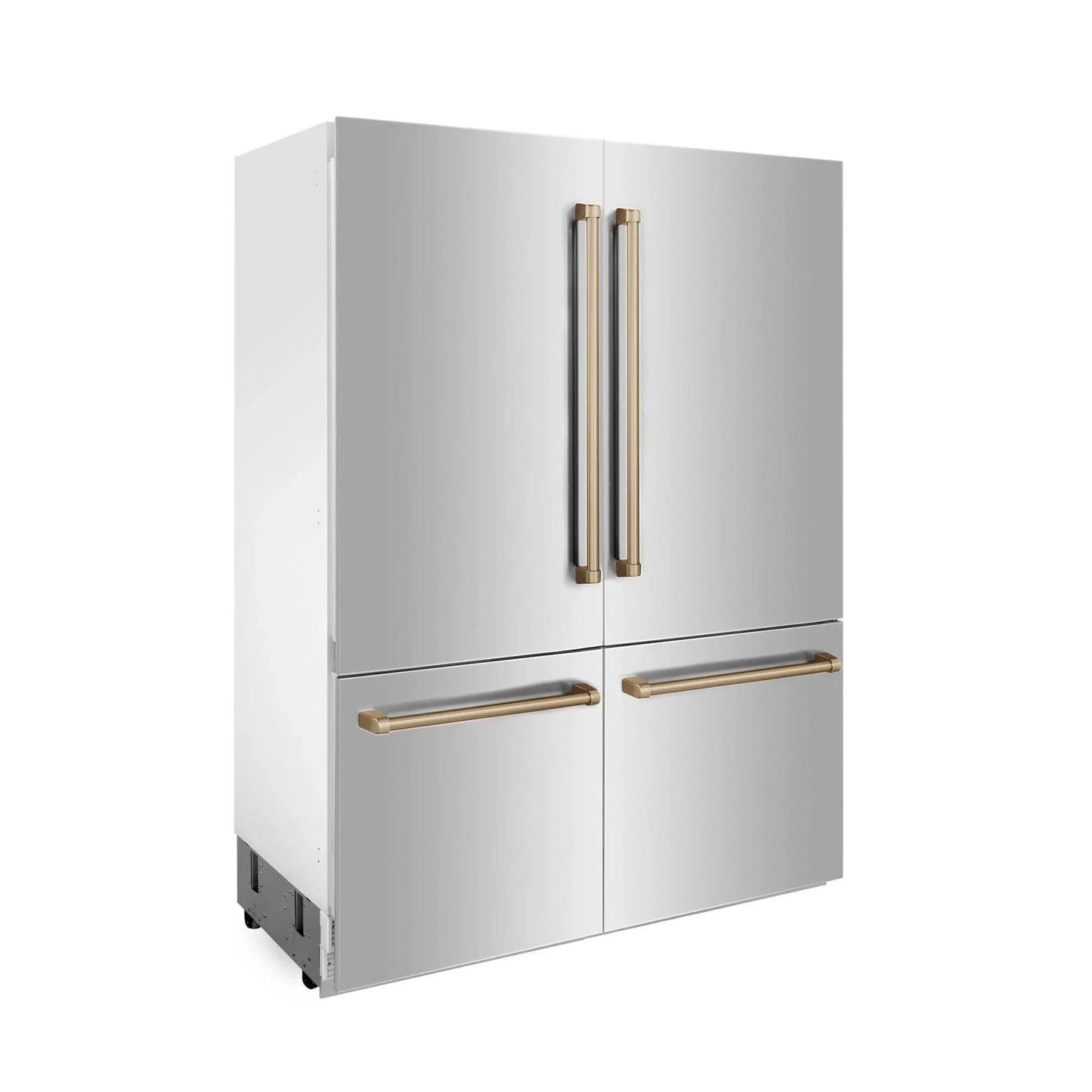 ZLINE 60" Autograph 32.2 cu. ft. 4-Door French Door Fridge Water/Ice Dispenser Stainless Steel Champagne Bronze Accents RBIVZ-304-60-CB