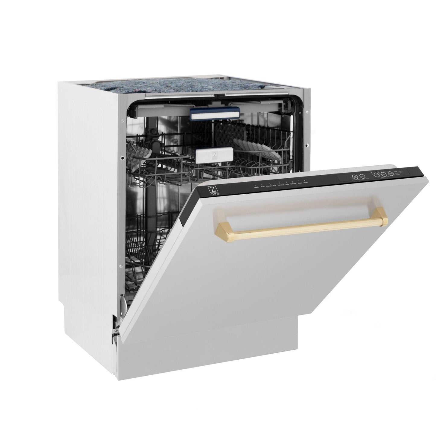 ZLINE Autograph 24" Dishwasher Stainless Door, Gold Handle DWVZ-304-24-G