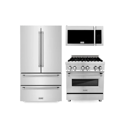 ZLINE Kitchen Package with Refrigerator, Range, Microwave, 3KPR-RAOTRH30